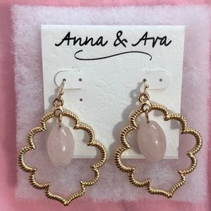 Gold Earrings with Pink stone